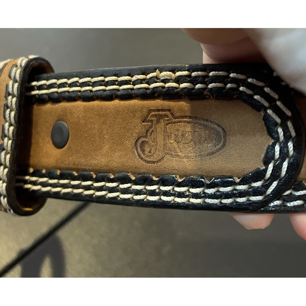 Justin Womens Belt Chukka 48 C10959 Brown Leather Contrast Stitch Western Rodeo - Picture 5 of 6